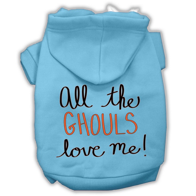 All the Ghouls Screenprint Dog Hoodie Baby Blue XS